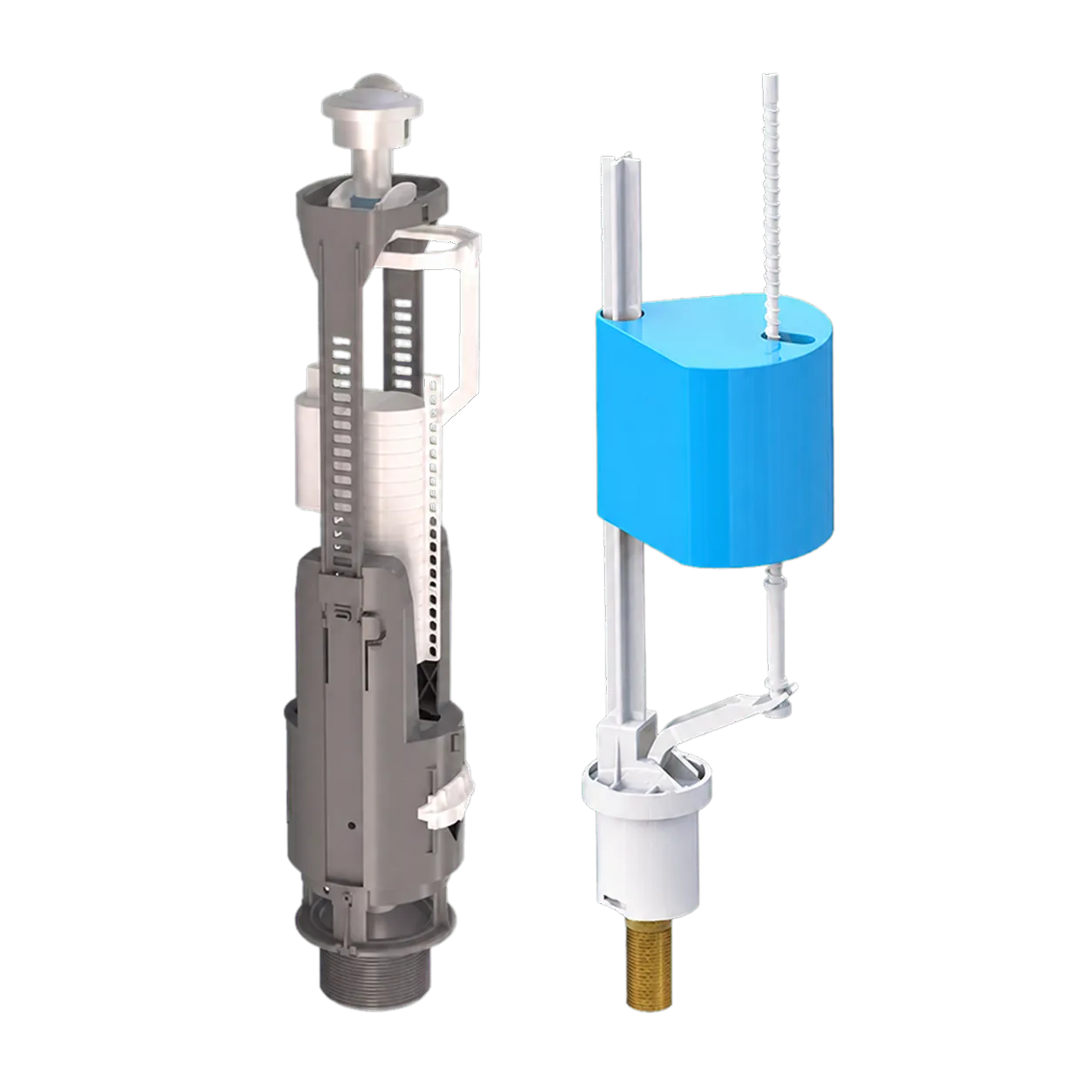 Vento Universal 3/6 L Çift Basmalı Teleskopik Boşaltma Mekanizması Seti, 3/8 Pirinç Alttan Girişli Flatörlü