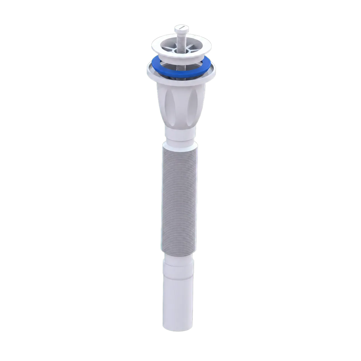 Ø65/32 Plastik Süzgeçli Tek Parça Körüklü Sifon 80 cm - Plastik Vidalı - Beyaz