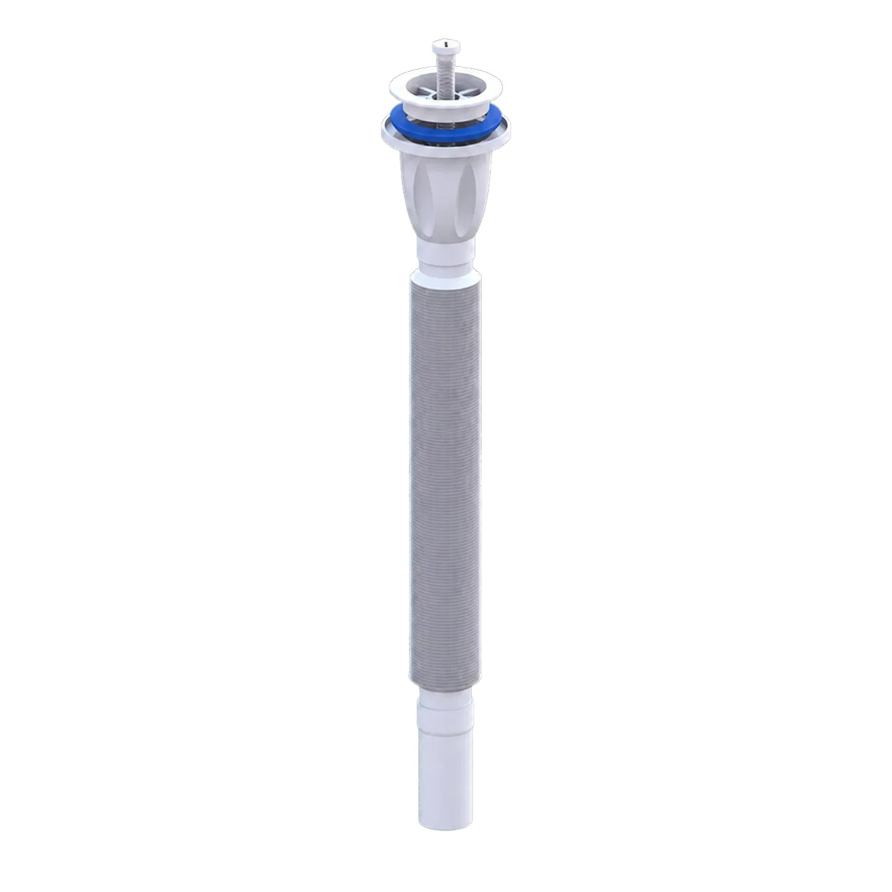 Ø65/32 Plastik Süzgeçli Tek Parça Çamaşır Makinesi Çıkışlı Körüklü Sifon 150 cm - Plastik Vidalı - Beyaz